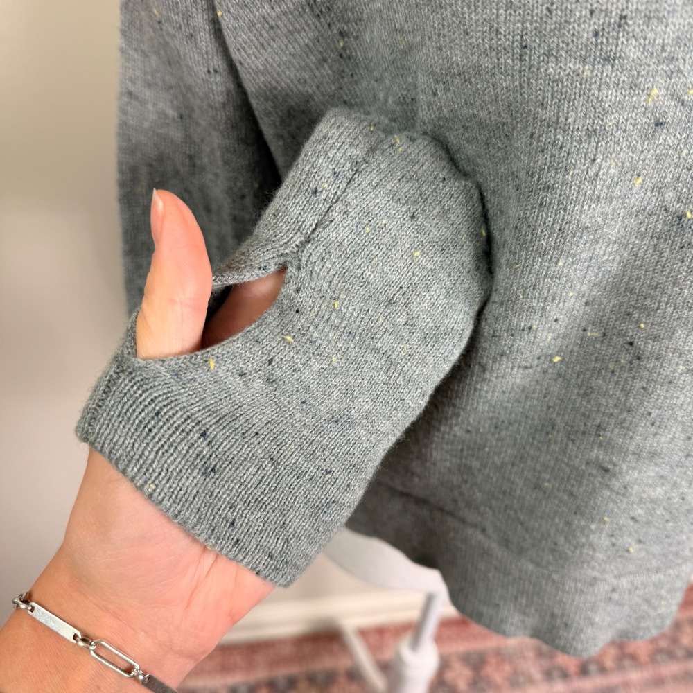 Lululemon Yogi Crew‎ Sweater Heather Speckled Grey Merino Wool Medium - Picture 6 of 10